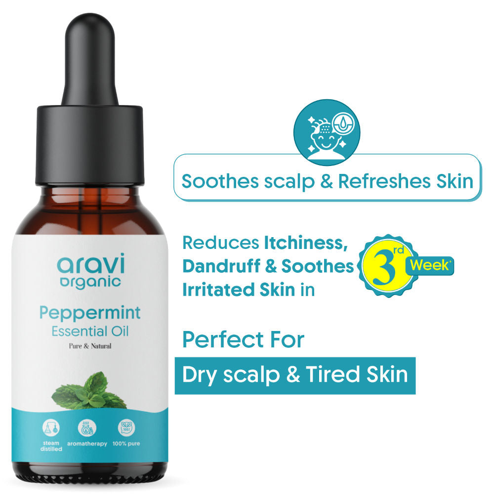 Aravi Organic 100% Pure Peppermint Essential Oil For Hair Growth, Hair Fall Control & Scalp