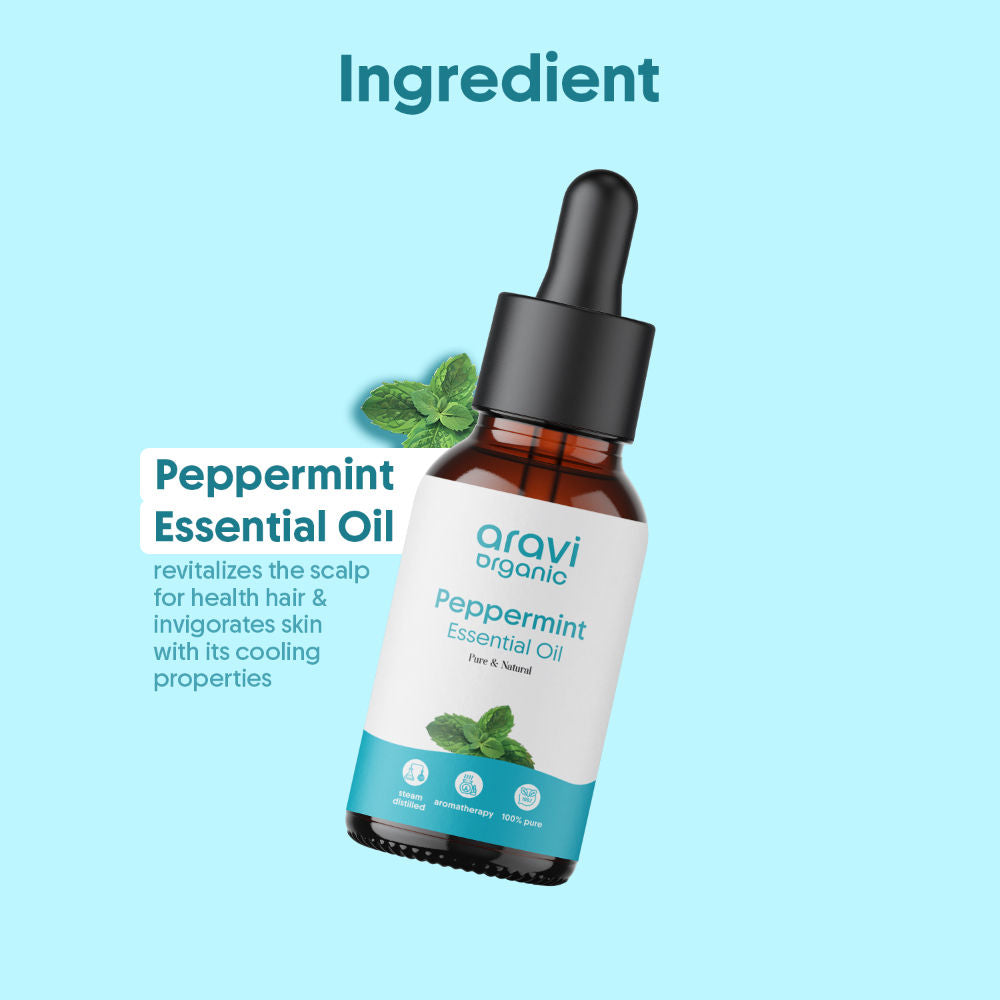 Aravi Organic 100% Pure Peppermint Essential Oil For Hair Growth, Hair Fall Control & Scalp