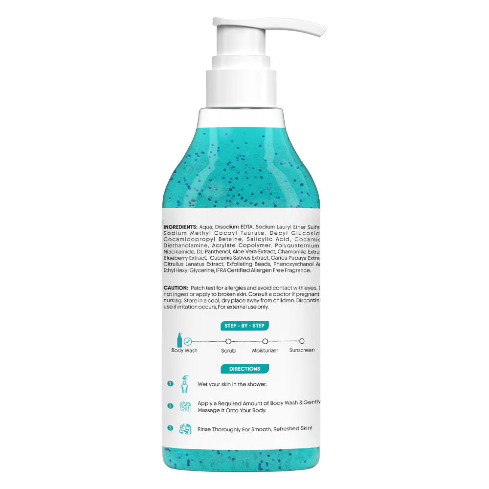 Aravi Organic 2% Salicylic Acid Exfoliating Body Wash - For Tan Removal, Body Acne & Strawberry Skin