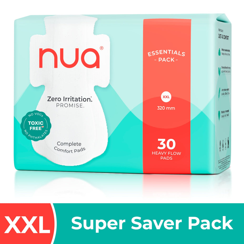 Nua Complete Comfort Pads Zero Irritation Promise Essentials Pack Super Saver 4x Comfort 100% Toxic