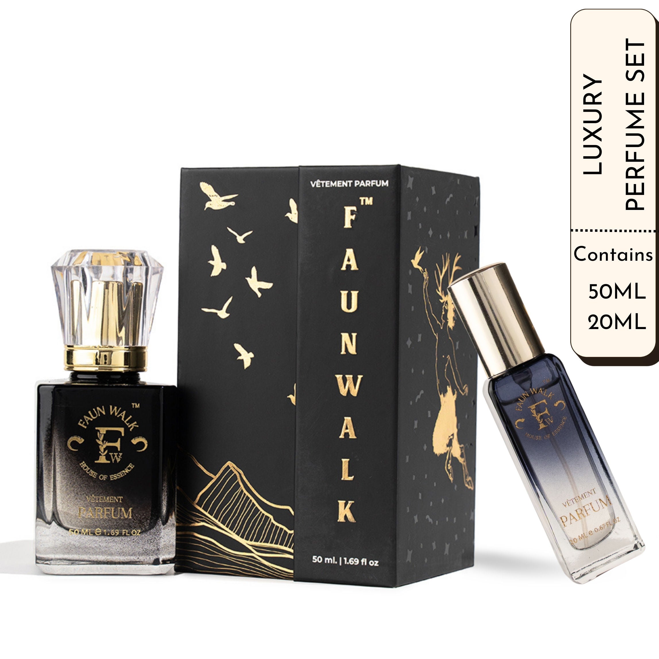 Faunwalk Ambery Smoke Unisex Perfume With Travel Size Mini Included-Spicy Amber Notes