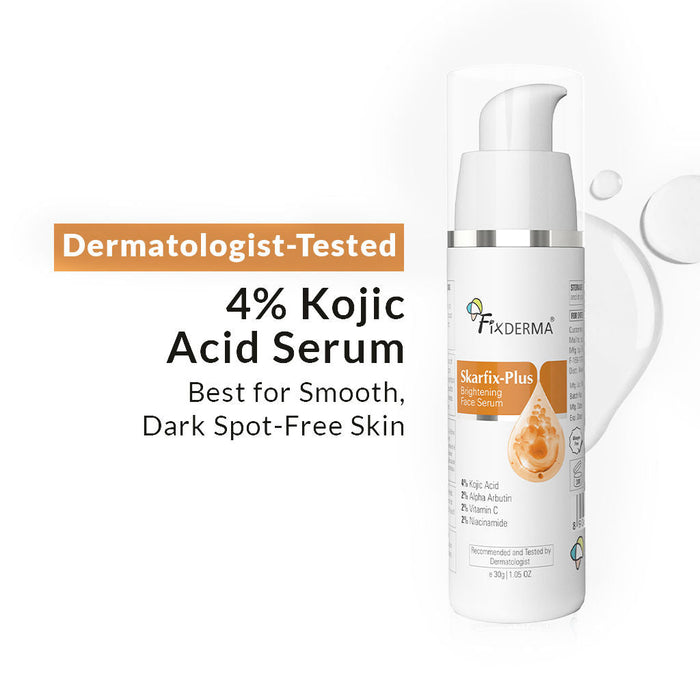 Fixderma Skarfix Plus 4% Kojic Acid Brightening Face Serum Fades Dark Spots & Hyperpigmentation