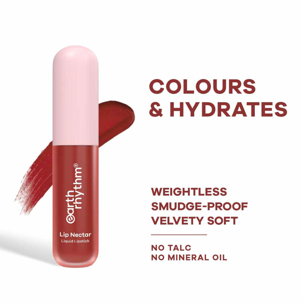 Earth Rhythm Lip Nectar Matte Liquid Lipstick, Weightless, Never Drying, No Mineral Oil
