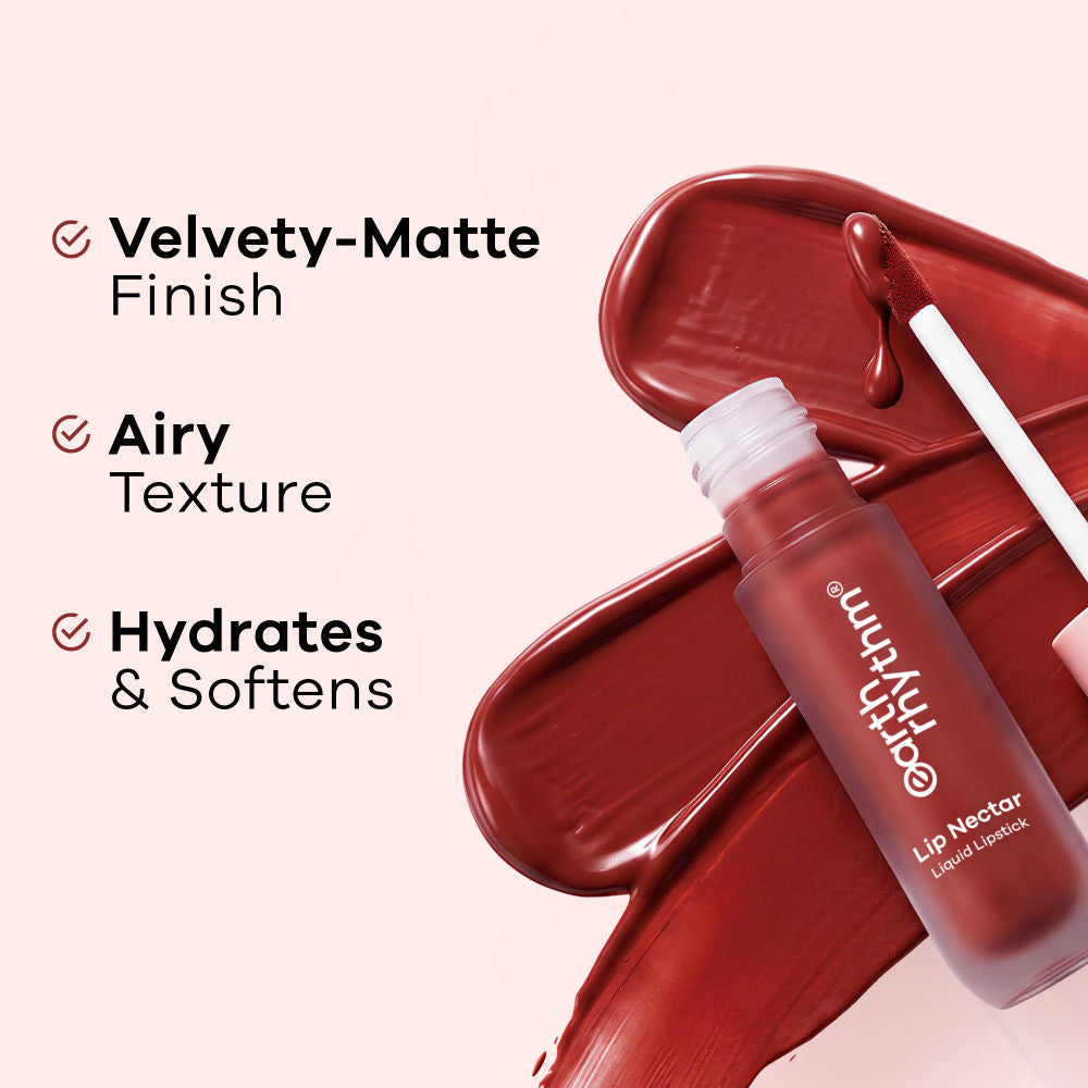 Earth Rhythm Lip Nectar Matte Liquid Lipstick, Weightless, Never Drying, No Mineral Oil