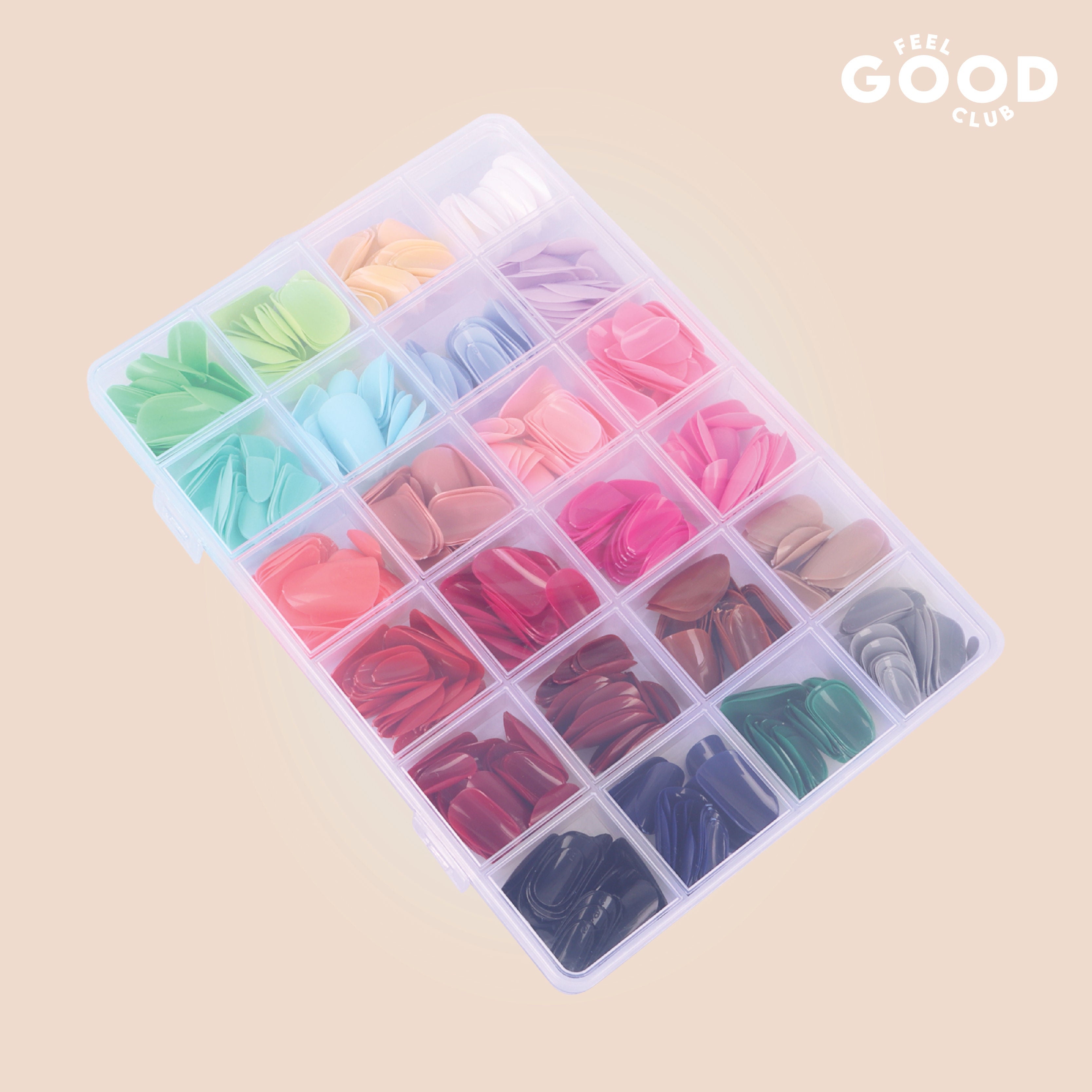 Feel Good Club False Nails - Box Of 576 Pcs Press On/ Fake Nails In 24 Colours (Glue Not Included)