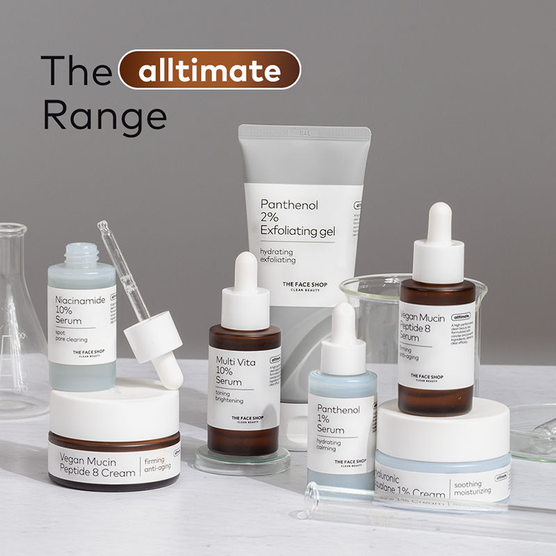 The Face Shop Alltimate Vegan Mucin Peptide 8 Serum - No Snails, Korean, Anti Aging, Hydrating