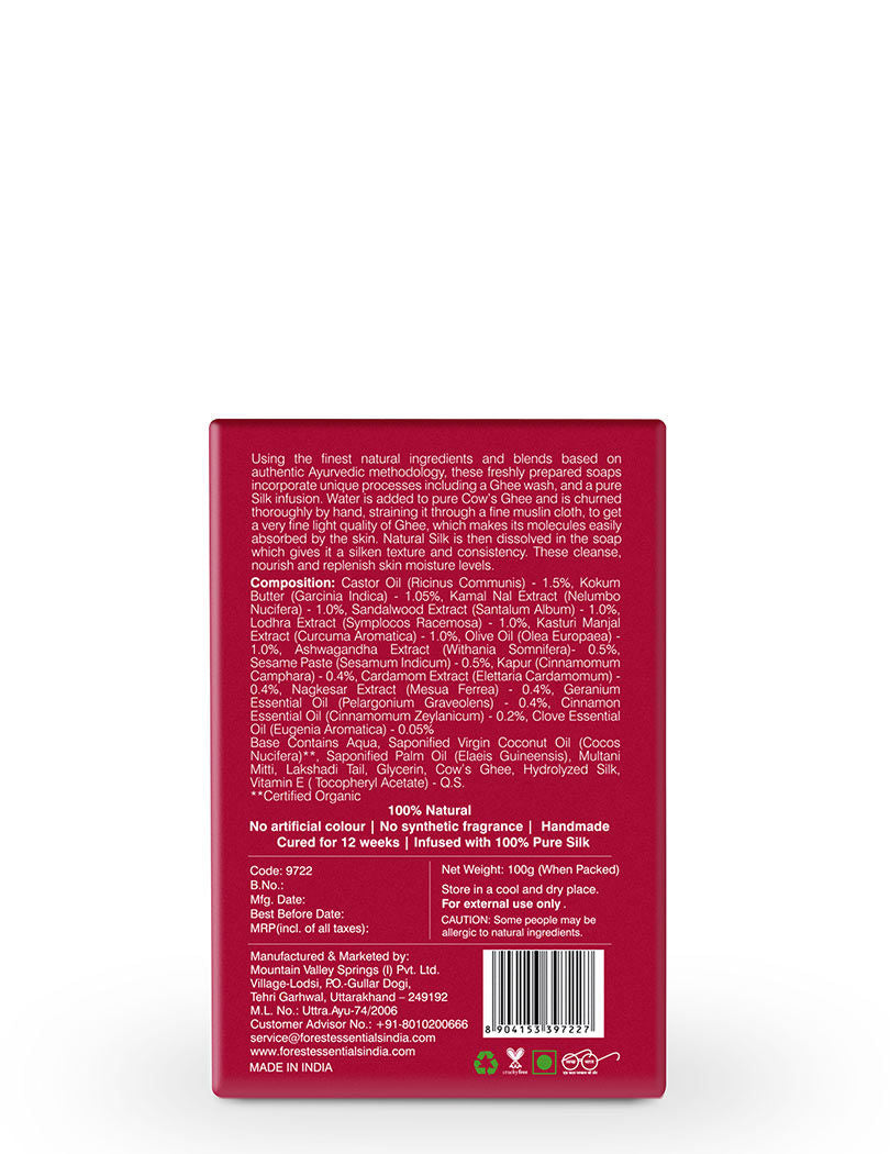 Forest Essentials Clarifying Silk Soap Lakshadi Ayurvedic Luxury Handmade Soap for Bath
