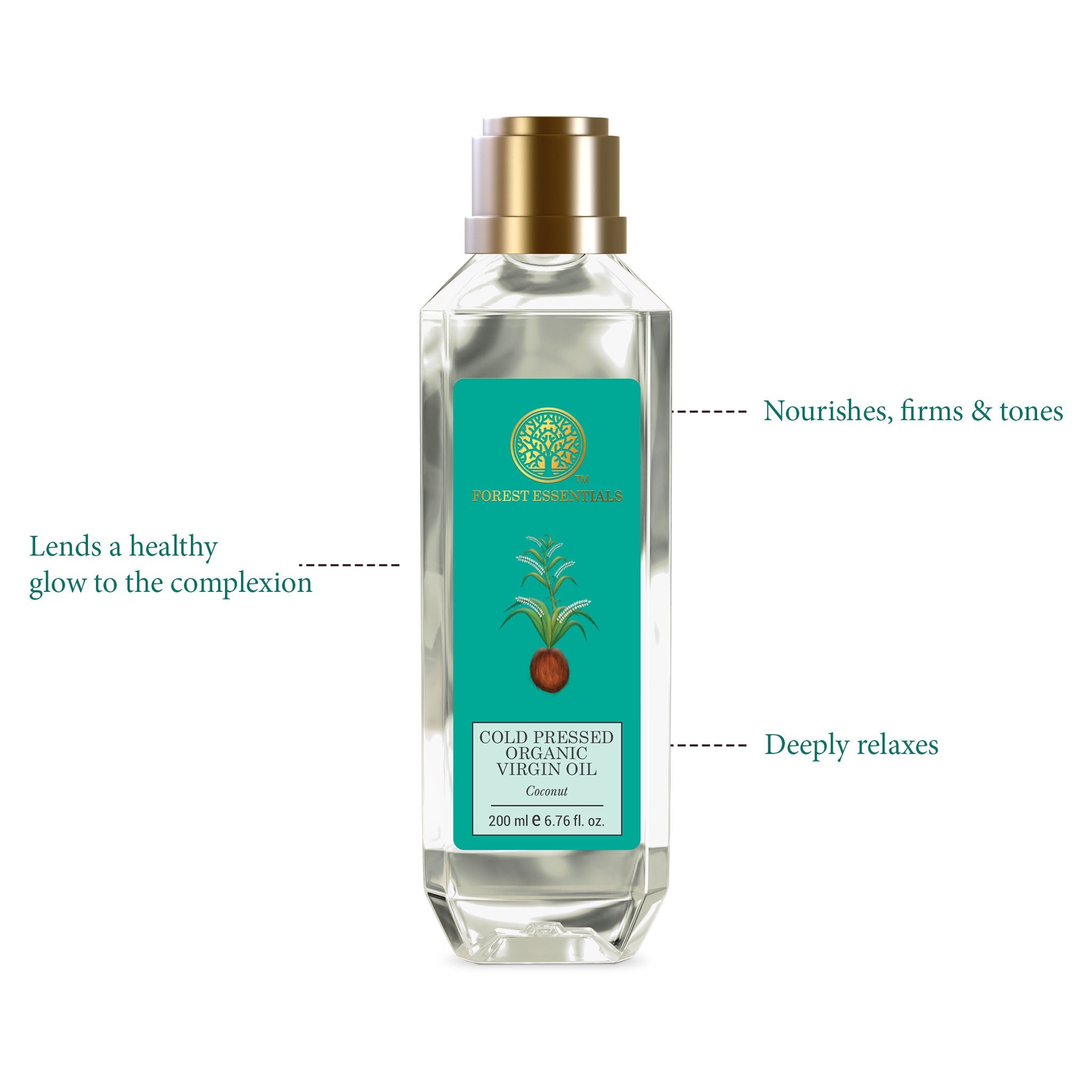 Forest Essentials Organic Cold Pressed Virgin Coconut Oil - Pure Coconut Massage Oil With Vitamin E