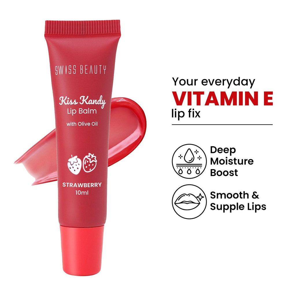 Swiss Beauty Kiss Kandy Tinted Lip Balm, Non-Sticky with Olive Oil & Vitamin E