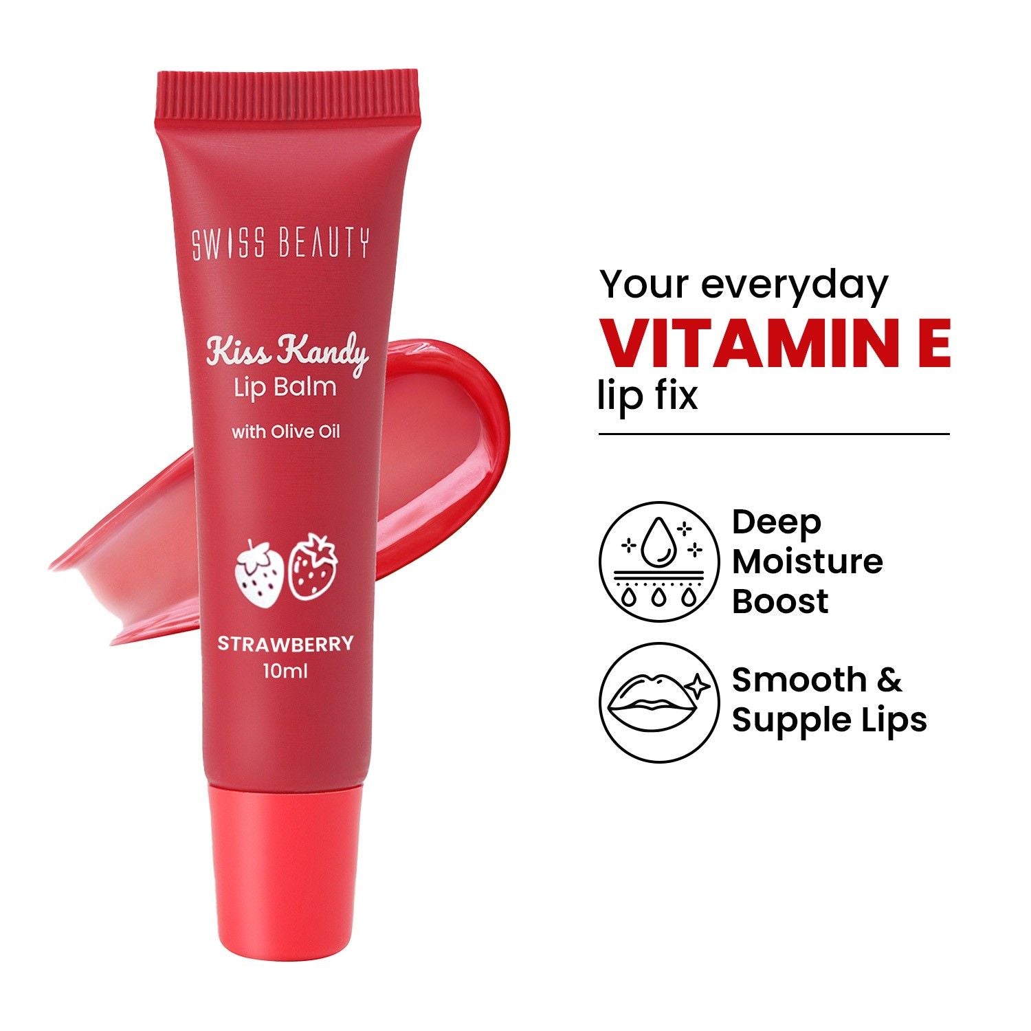 Swiss Beauty Kiss Kandy Tinted Lip Balm, Non-Sticky with Olive Oil & Vitamin E