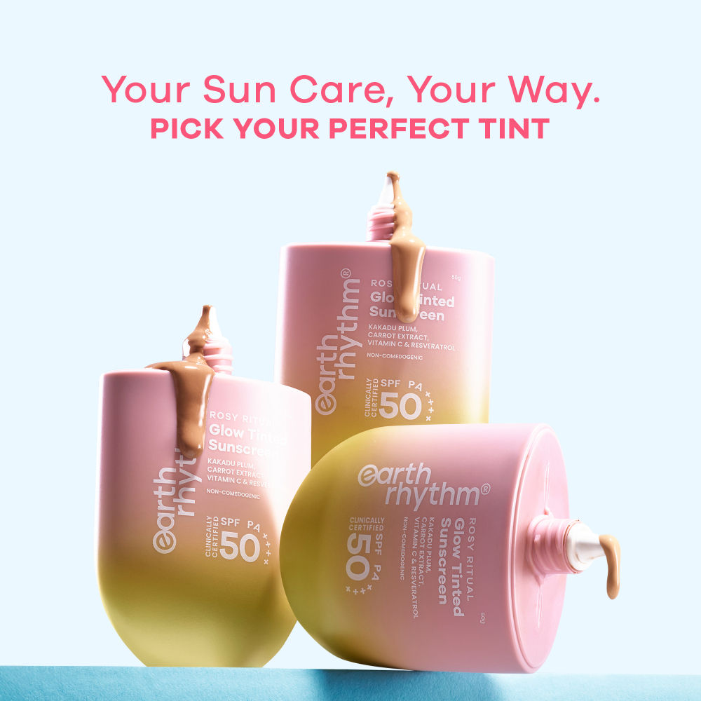 Earth Rhythm Rosy Ritual Glow Tinted Sunscreen SPF 50 PA ++++ With Vitamin C, No Oxybenzone