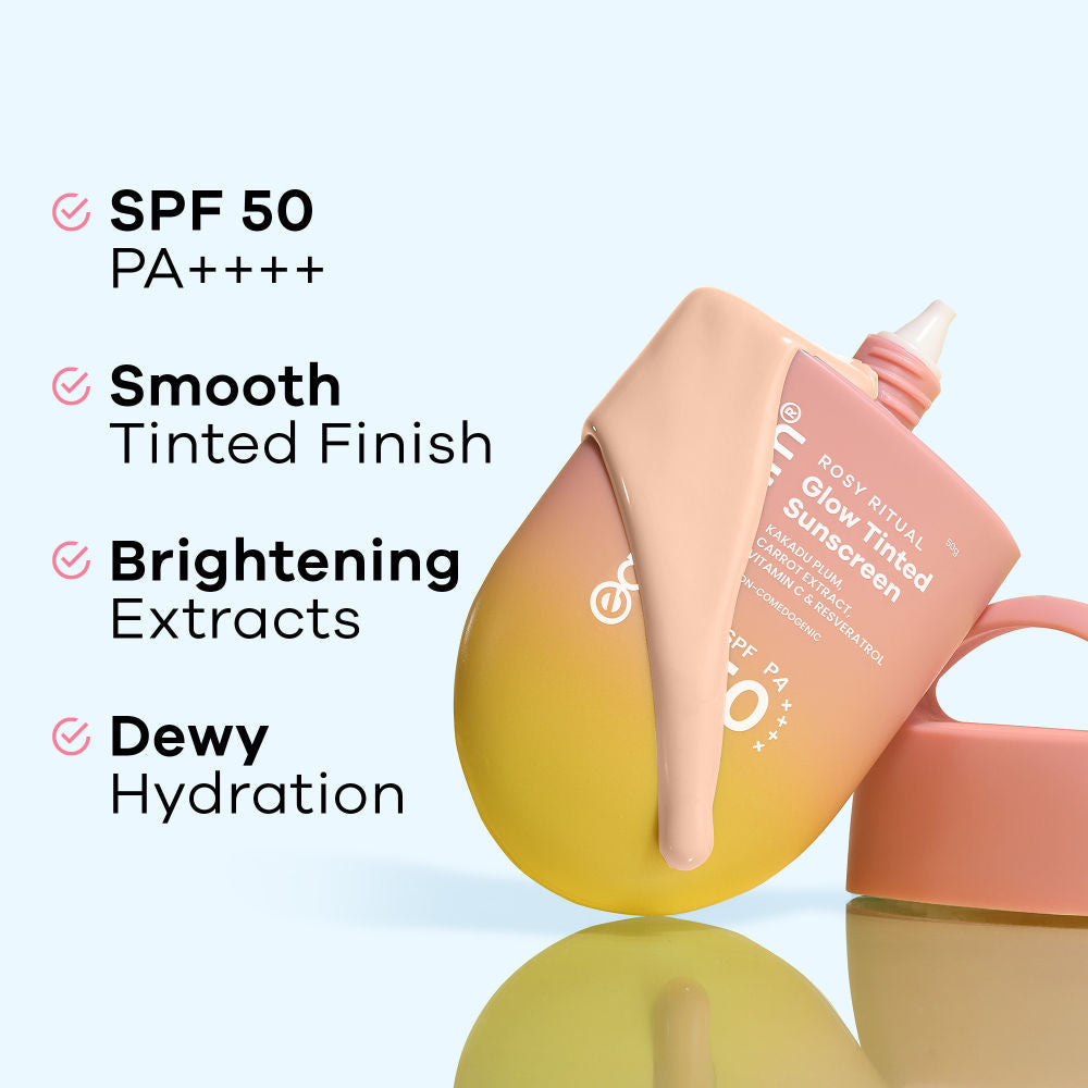 Earth Rhythm Rosy Ritual Glow Tinted Sunscreen SPF 50 PA ++++ With Vitamin C, No Oxybenzone