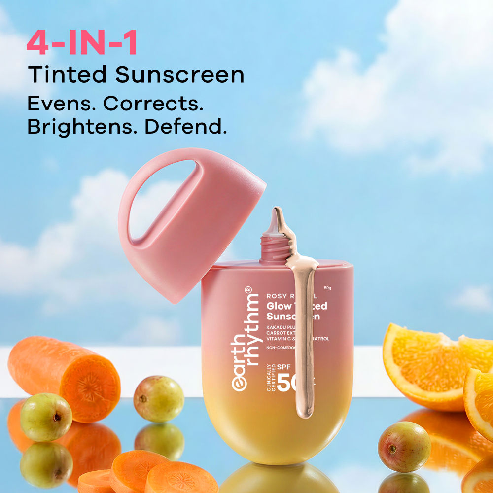 Earth Rhythm Rosy Ritual Glow Tinted Sunscreen SPF 50 PA ++++ With Vitamin C, No Oxybenzone