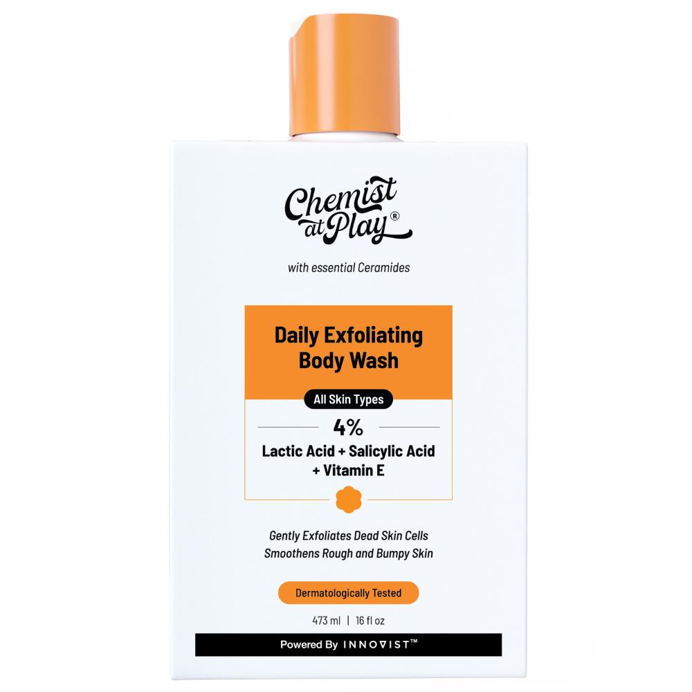 Chemist At Play Exfoliating Body Wash with 4% Lactic Acid, Salicylic Acid & Vit E, Treats Back Acne