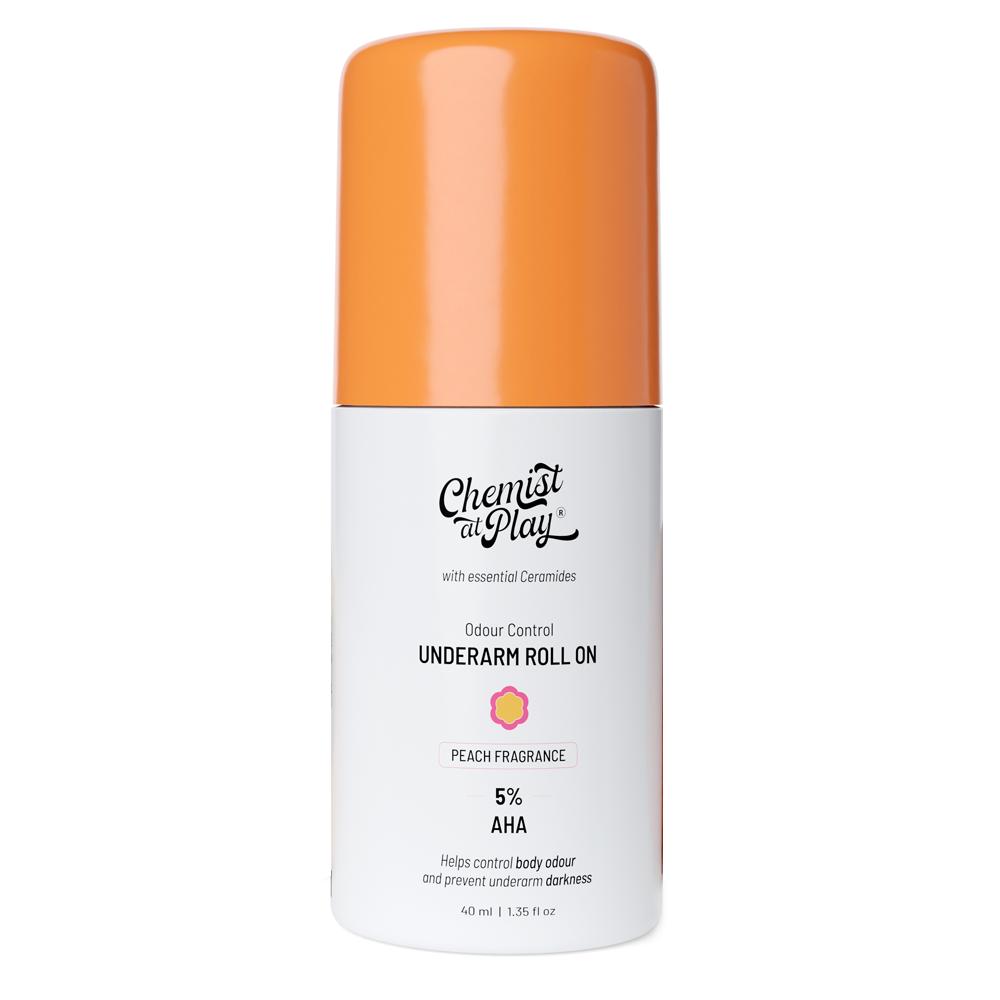 Chemist at Play 5% AHA Underarm Roll On Lactic Acid Deodrant for Men & Women - Peach Fragrance