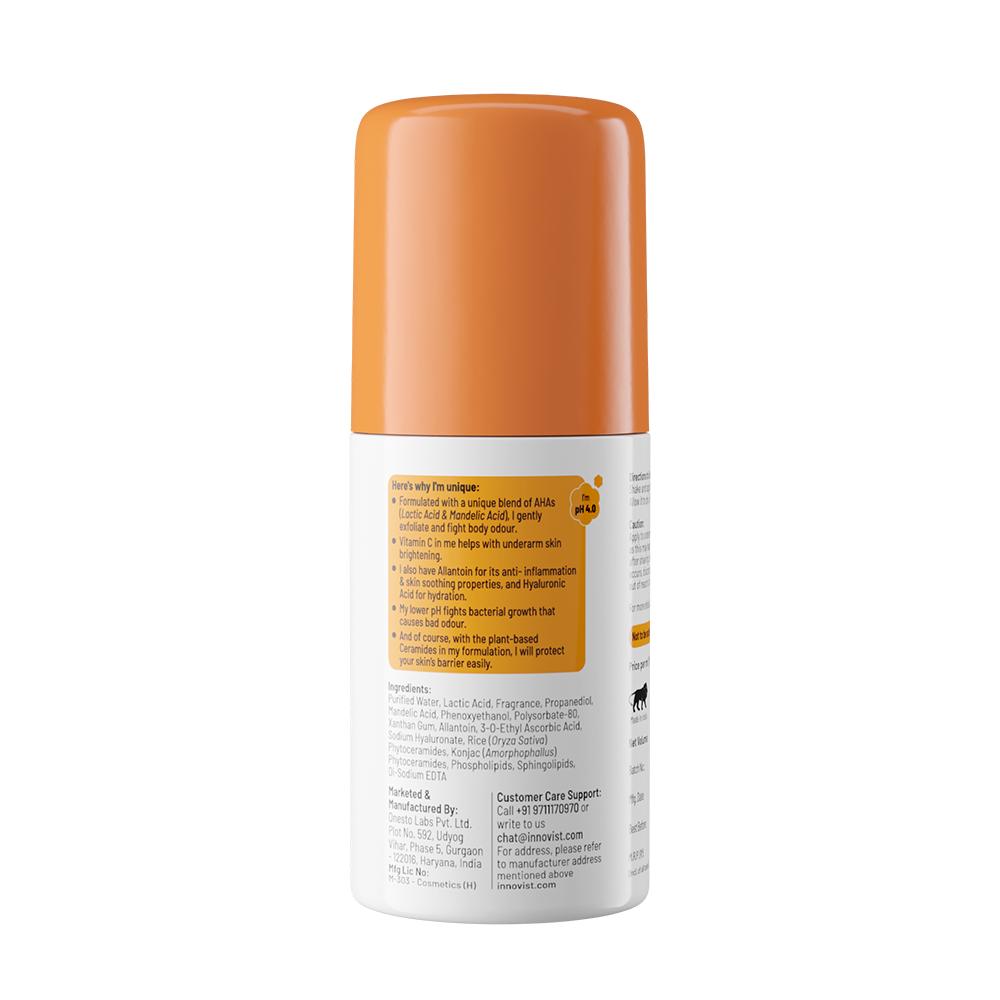 Chemist at Play 5% AHA Underarm Roll On Lactic Acid Deodrant for Men & Women - Peach Fragrance