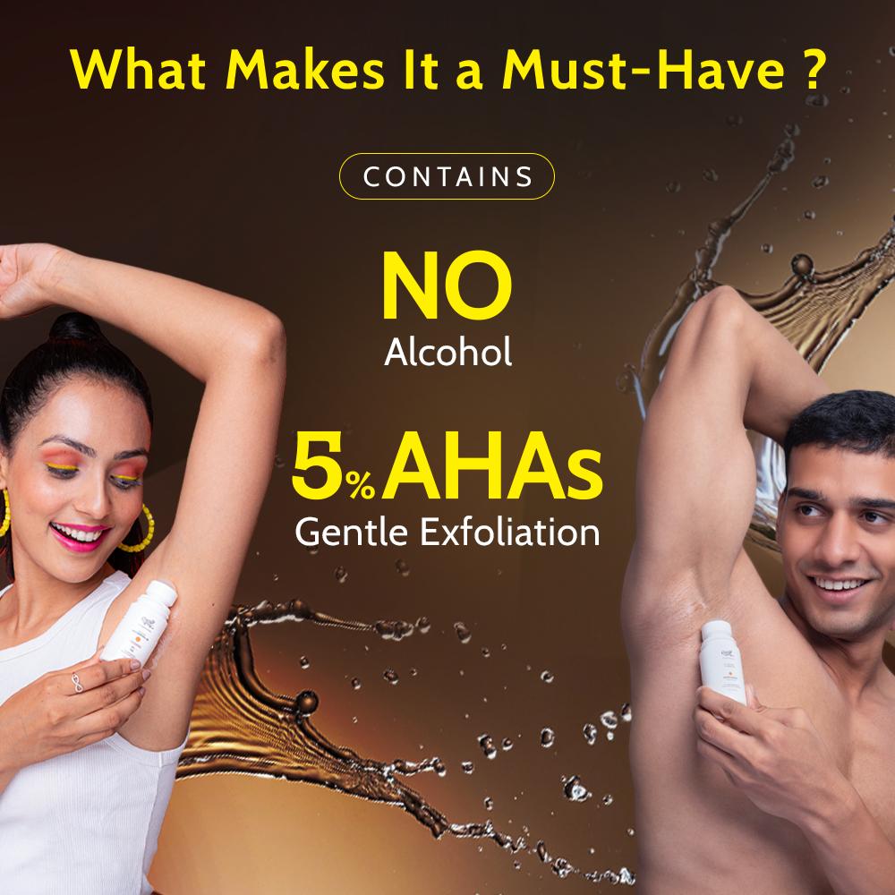 Chemist at Play 5% AHA Underarm Roll On Lactic Acid for Dark Underarm & Odour Control - Woody Musk