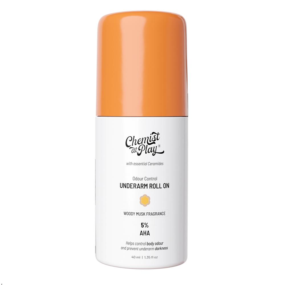 Chemist at Play 5% AHA Underarm Roll On Lactic Acid for Dark Underarm & Odour Control - Woody Musk