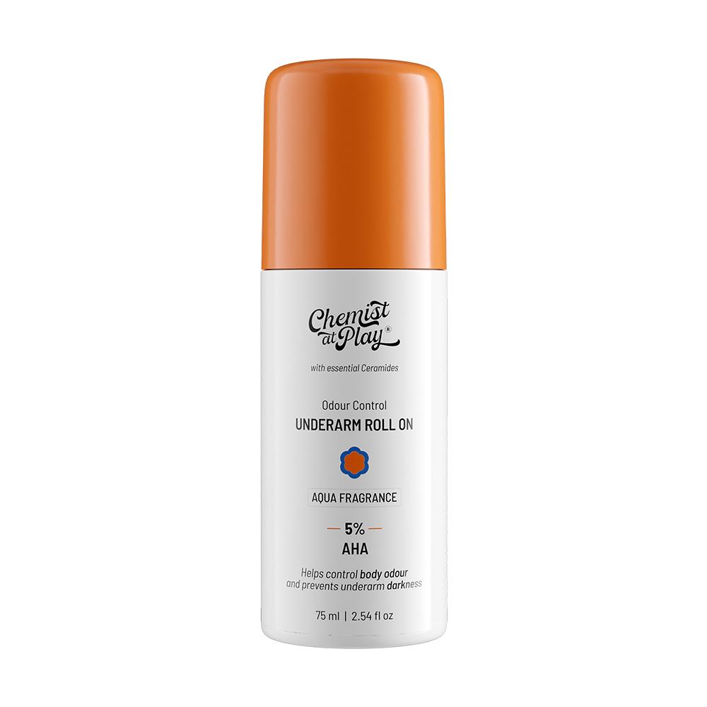 Chemist at Play 5% AHA Underarm Roll On Lactic Acid Deodrants for Men & Women Aqua Fragrance