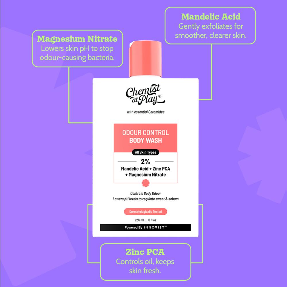 Chemist At Play India's 1st Odour Control Bodywash, Long Lasting Freshness, For Men & Women