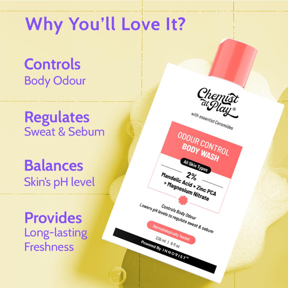 Chemist At Play India's 1st Odour Control Bodywash, Long Lasting Freshness, For Men & Women