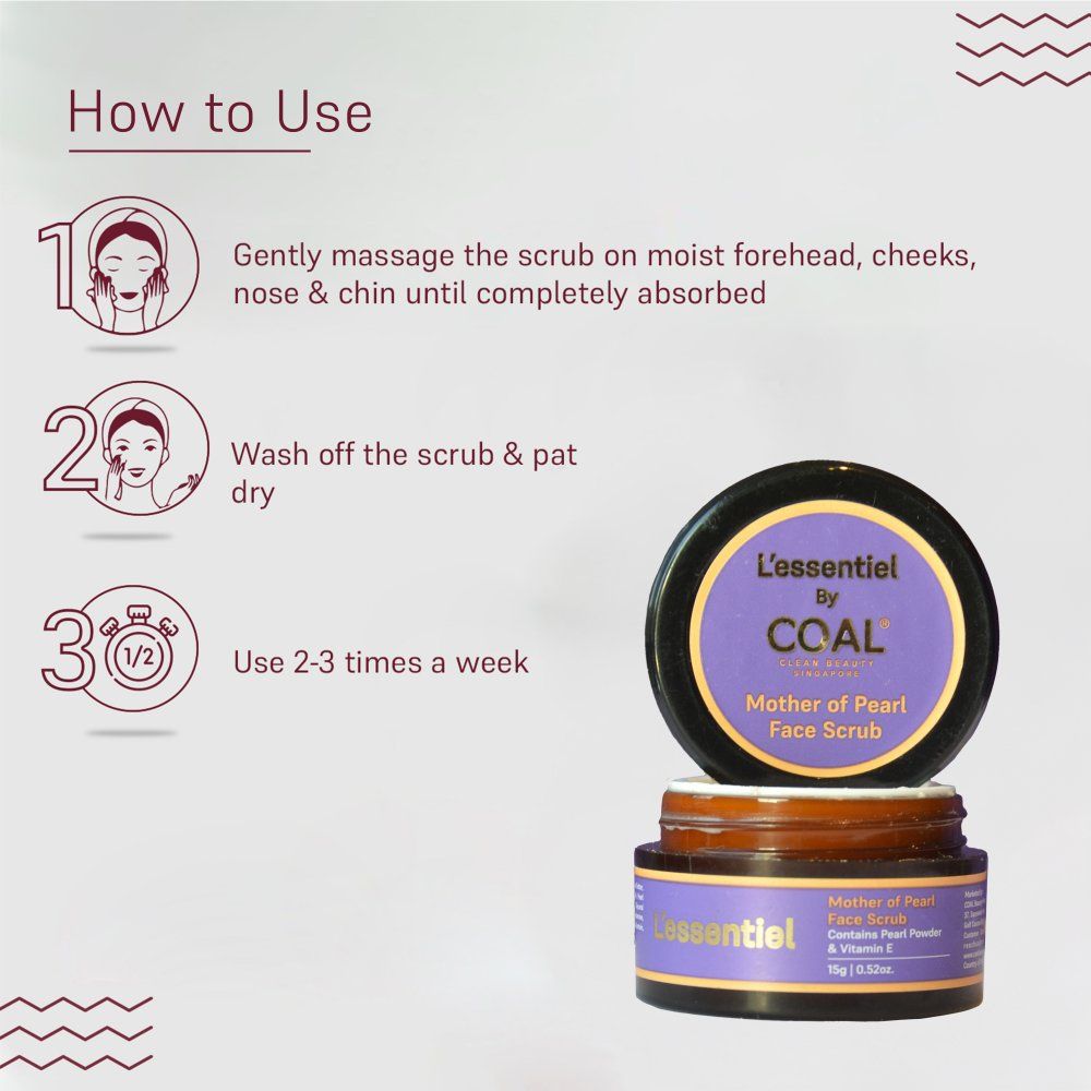 COAL Clean Beauty Mother of Pearl Face Scrub With Vitamin E Exfoliates, Removes Dead Skin