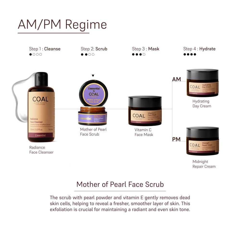 COAL Clean Beauty Mother of Pearl Face Scrub With Vitamin E Exfoliates, Removes Dead Skin