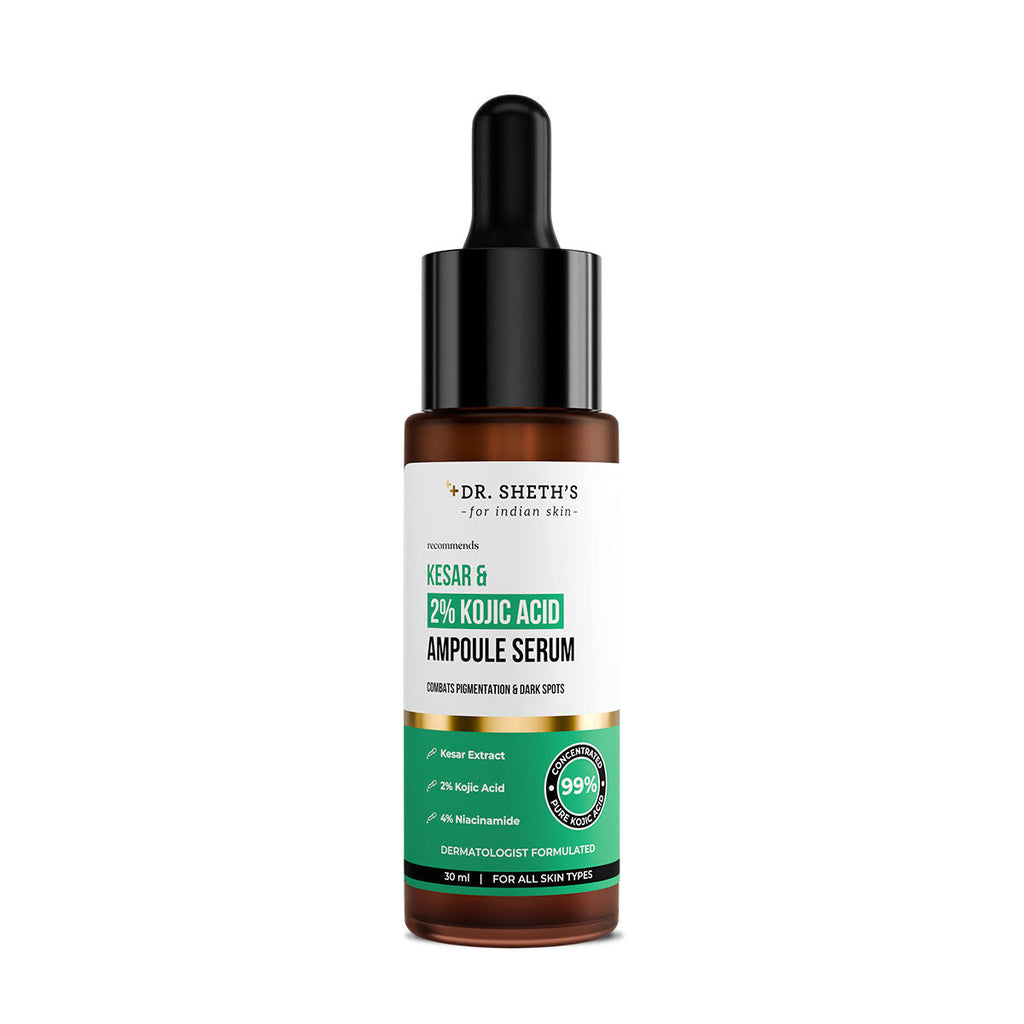 Dr. Sheth's Kesar and 2% Kojic Acid Ampoule Serum for Pigmentation and Glow Boost