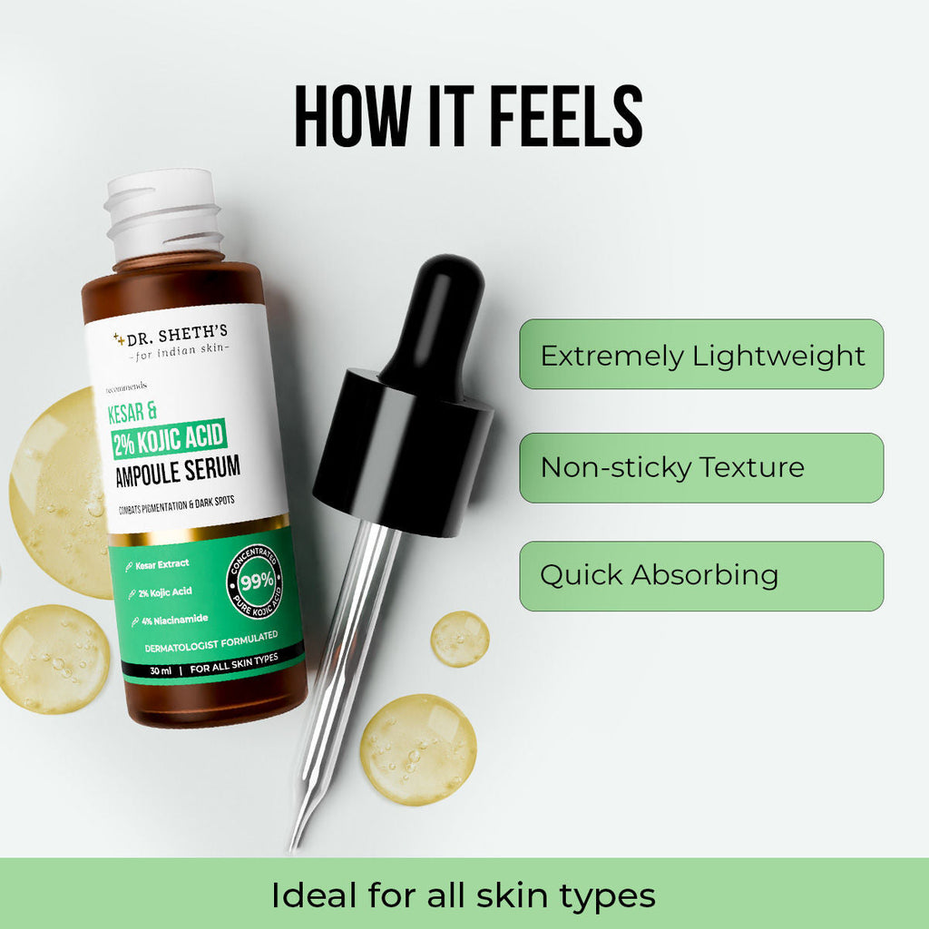 Dr. Sheth's Kesar and 2% Kojic Acid Ampoule Serum for Pigmentation and Glow Boost