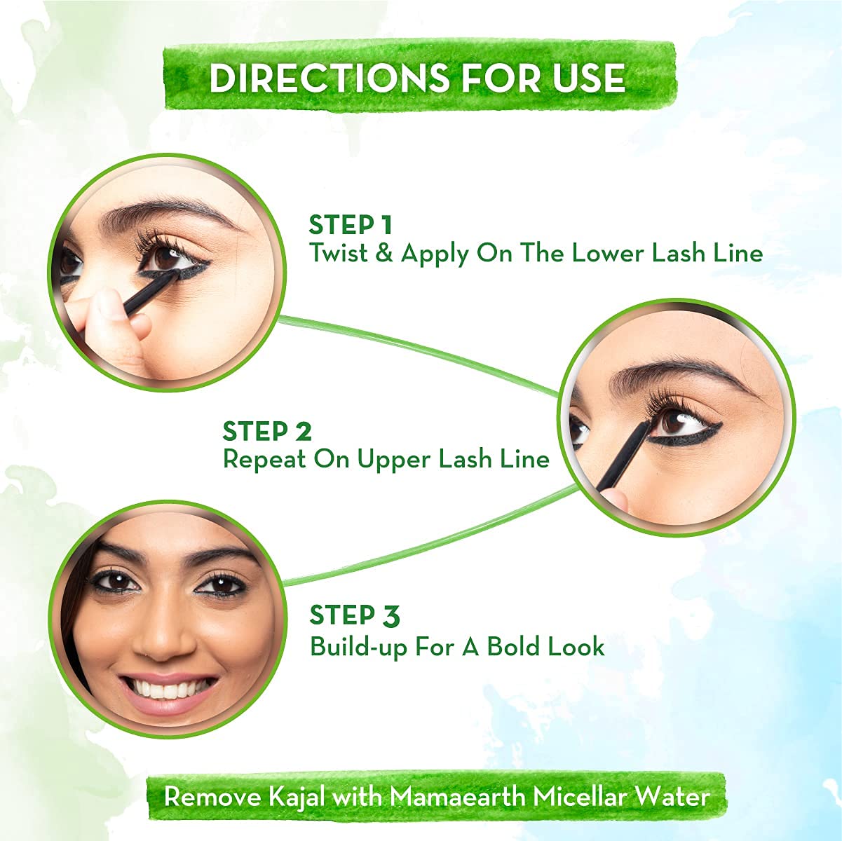 Mamaearth Charcoal Black Long Stay Kajal Black Waterproof, For 11-Hour Smudge-Free Stay