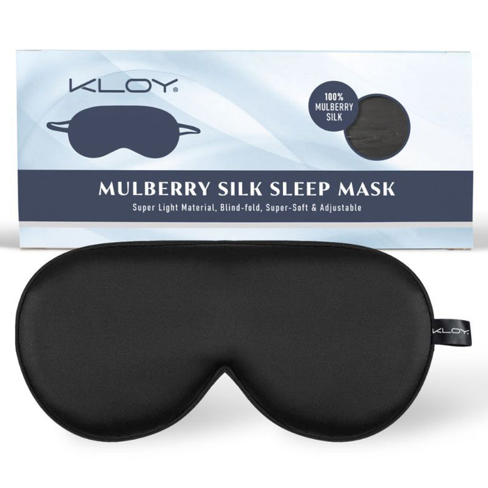 KLOY 100% Mulberry Silk Sleep Eye Mask - Black