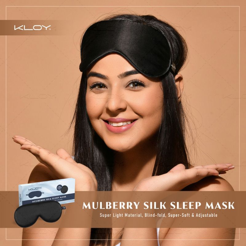 KLOY 100% Mulberry Silk Sleep Eye Mask - Black