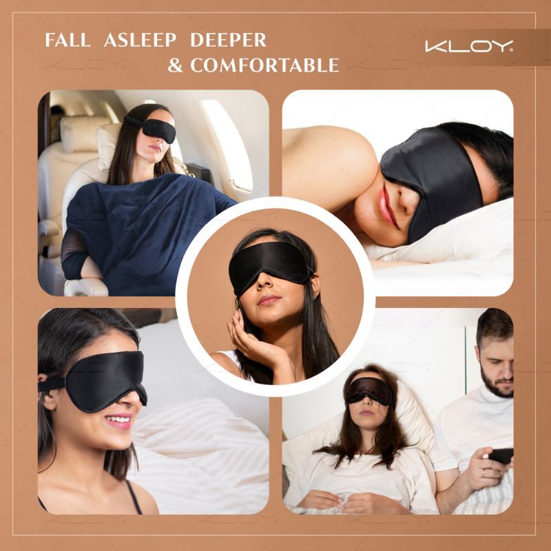 KLOY 100% Mulberry Silk Sleep Eye Mask - Black