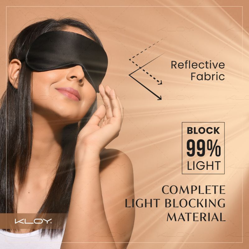 KLOY 100% Mulberry Silk Sleep Eye Mask - Black