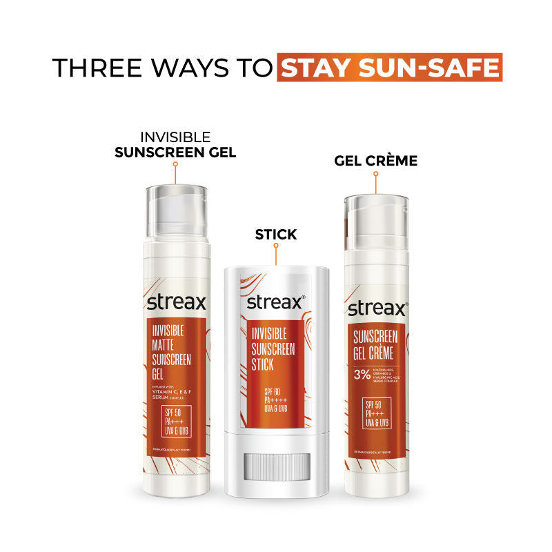 Streax Invisible Matte Gel Sunscreen SPF 50 Pa+++, For Glowing Skin, No White Cast & Non-Greasy