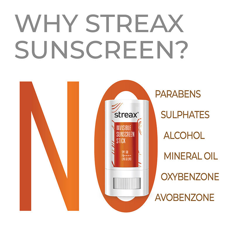Streax Sunscreen Stick SPF 60 Pa++++, Travel-Friendly, Easy Reapplication & No White Cast Color