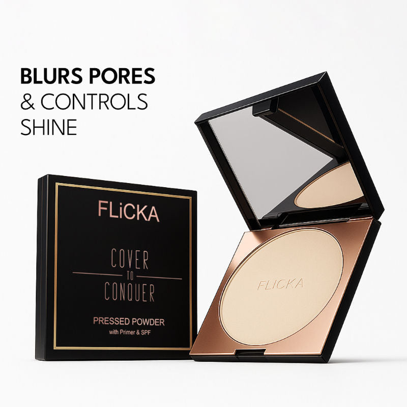 Flicka Cover To Conquer Velvet Matte Compact Powder Lightweight Formula Matte Finish
