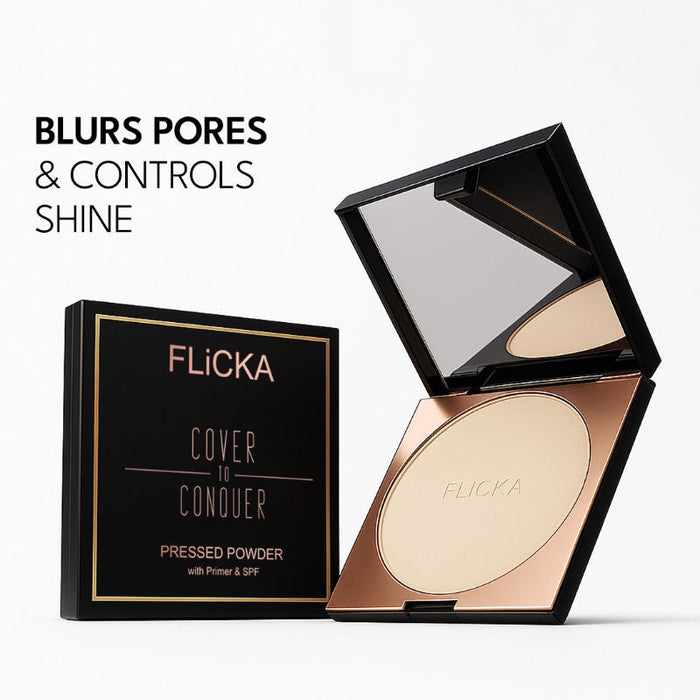 Flicka Cover To Conquer Velvet Matte Compact Powder Lightweight Formula Matte Finish