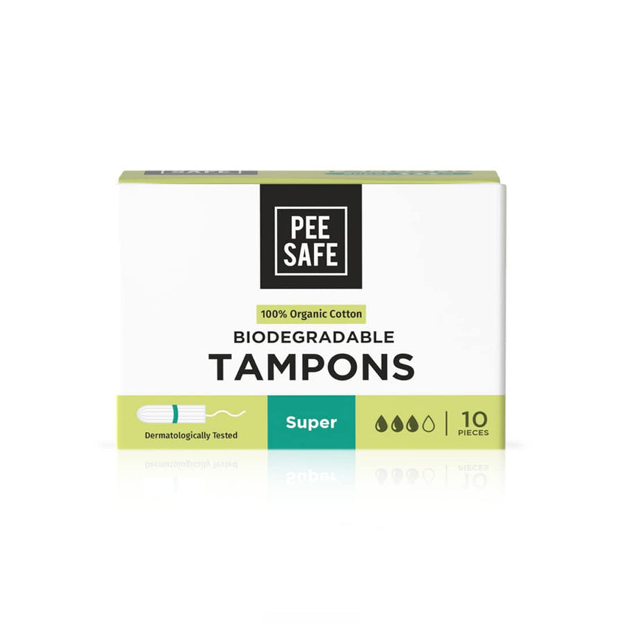 Pee Safe FDA Approved 100% Organic Tampon, Ultra Soft & Highly Absorbent (Super) - 10 Tampons
