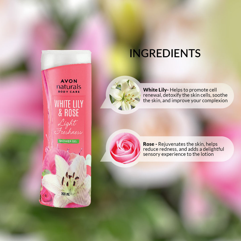 Avon Naturals Body Care White Lily & Rose Shower Gel