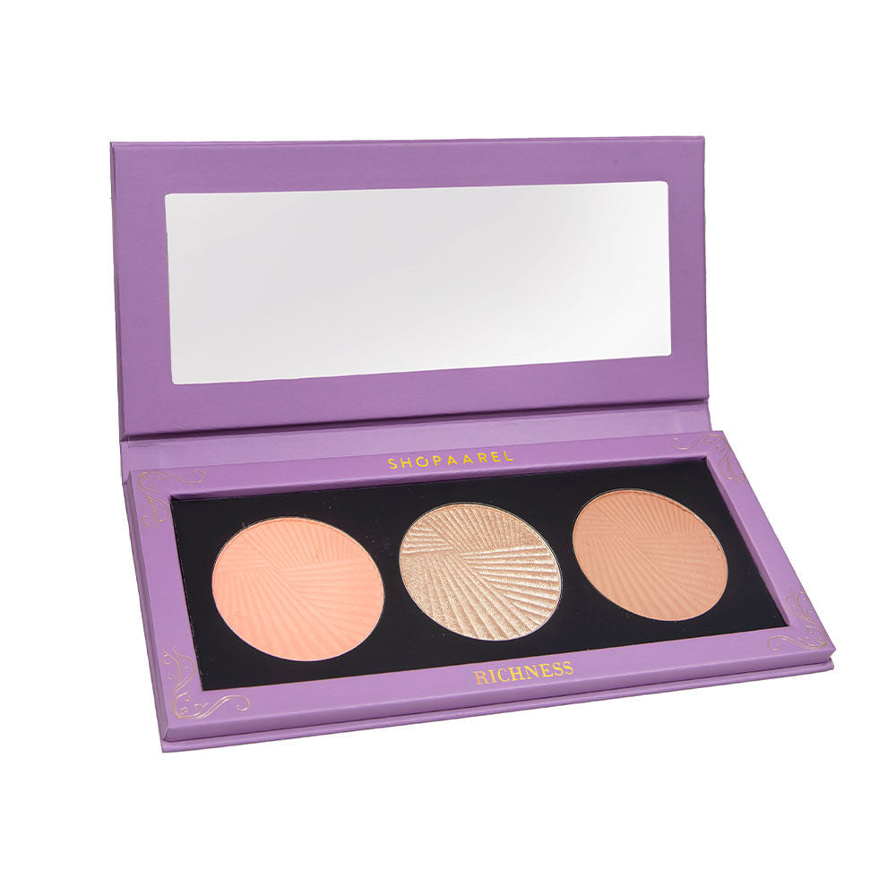 Shopaarel Richness 3C Palette All-In-One Blusher Contour Highlighter Finishing Powder