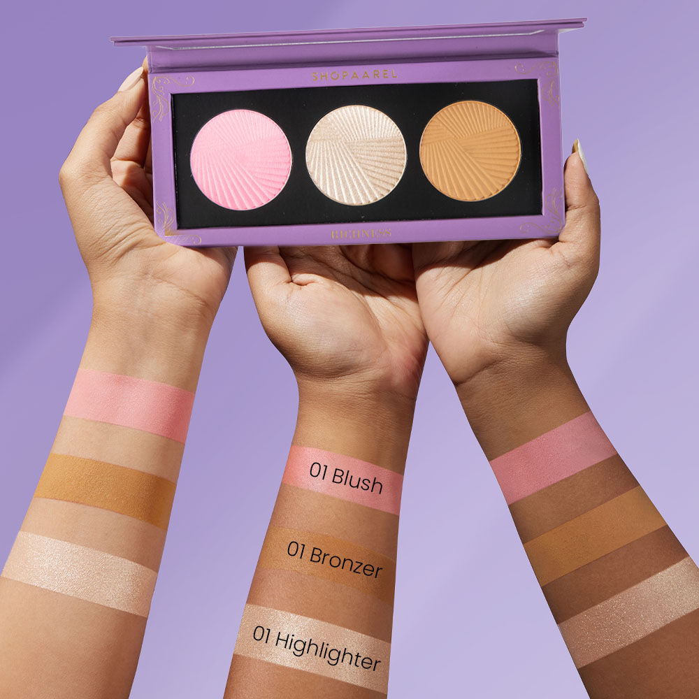 Shopaarel Richness 3C Palette All-In-One Blusher Contour Highlighter Finishing Powder