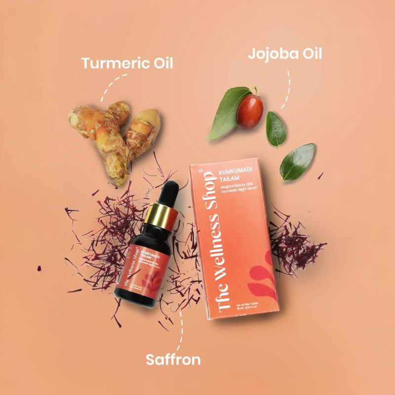 The Wellness Shop Kumkumadi Tailam, Ayurvedic Saffron Night Serum for Glowing & Youthful Skin