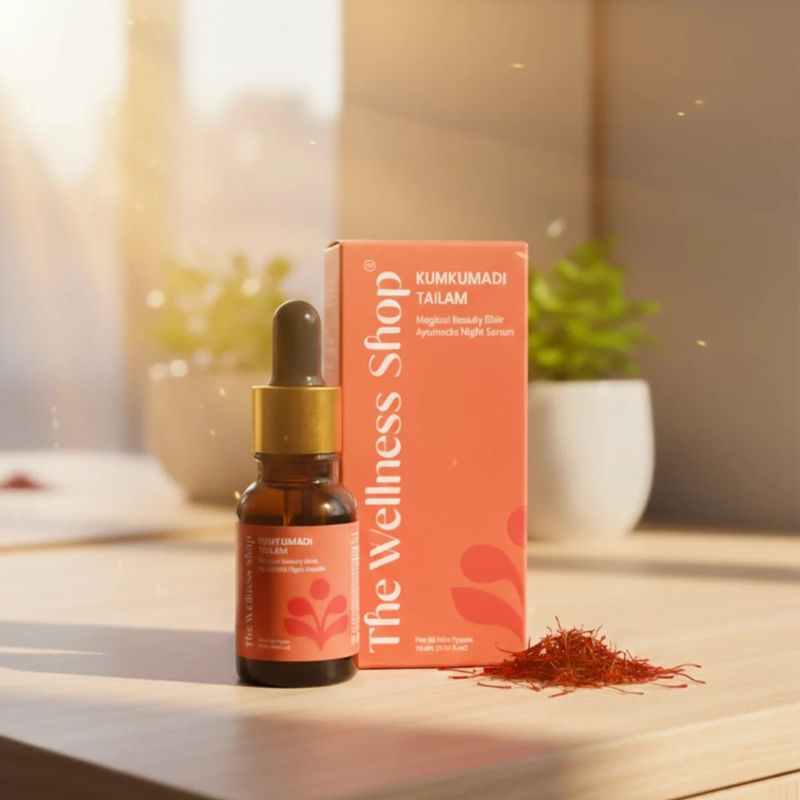 The Wellness Shop Kumkumadi Tailam, Ayurvedic Saffron Night Serum for Glowing & Youthful Skin