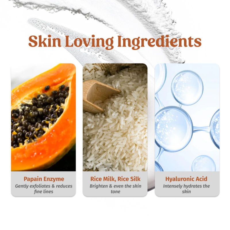Vilvah Milk Powder Face Wash For Deep Cleansing With Rice Milk, Papain Enzymes & Hyaluronic Acid