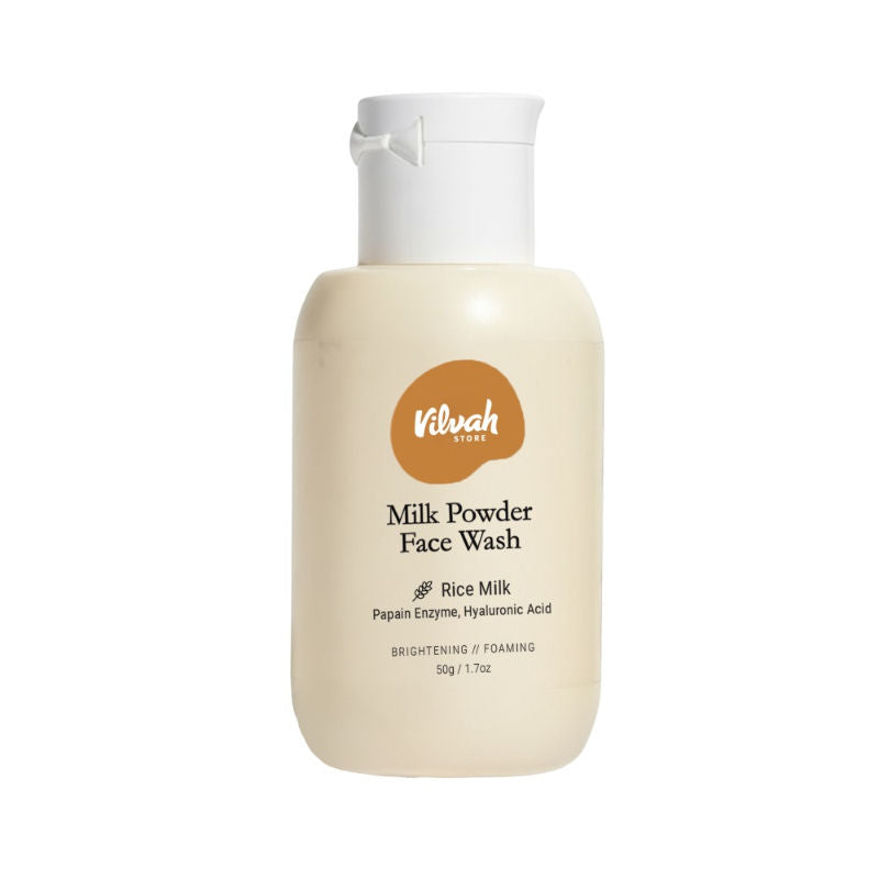 Vilvah Milk Powder Face Wash For Deep Cleansing With Rice Milk, Papain Enzymes & Hyaluronic Acid