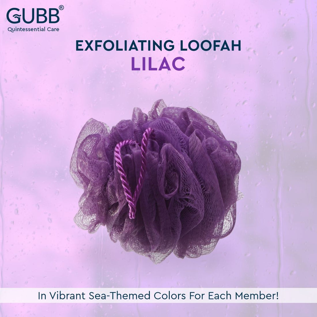 GUBB Luxe Bath Sponge Round Loofah For Women & Men - Lilac