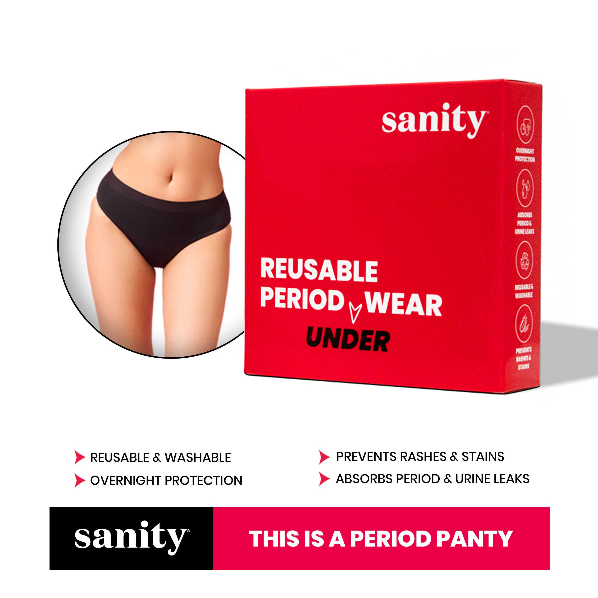 Sanity Leakproof and Reusable Period Panties - Size S