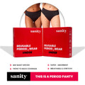 Sanity Mid Rise Hipster, Leakproof and Reusable Black Period Panties - Size M