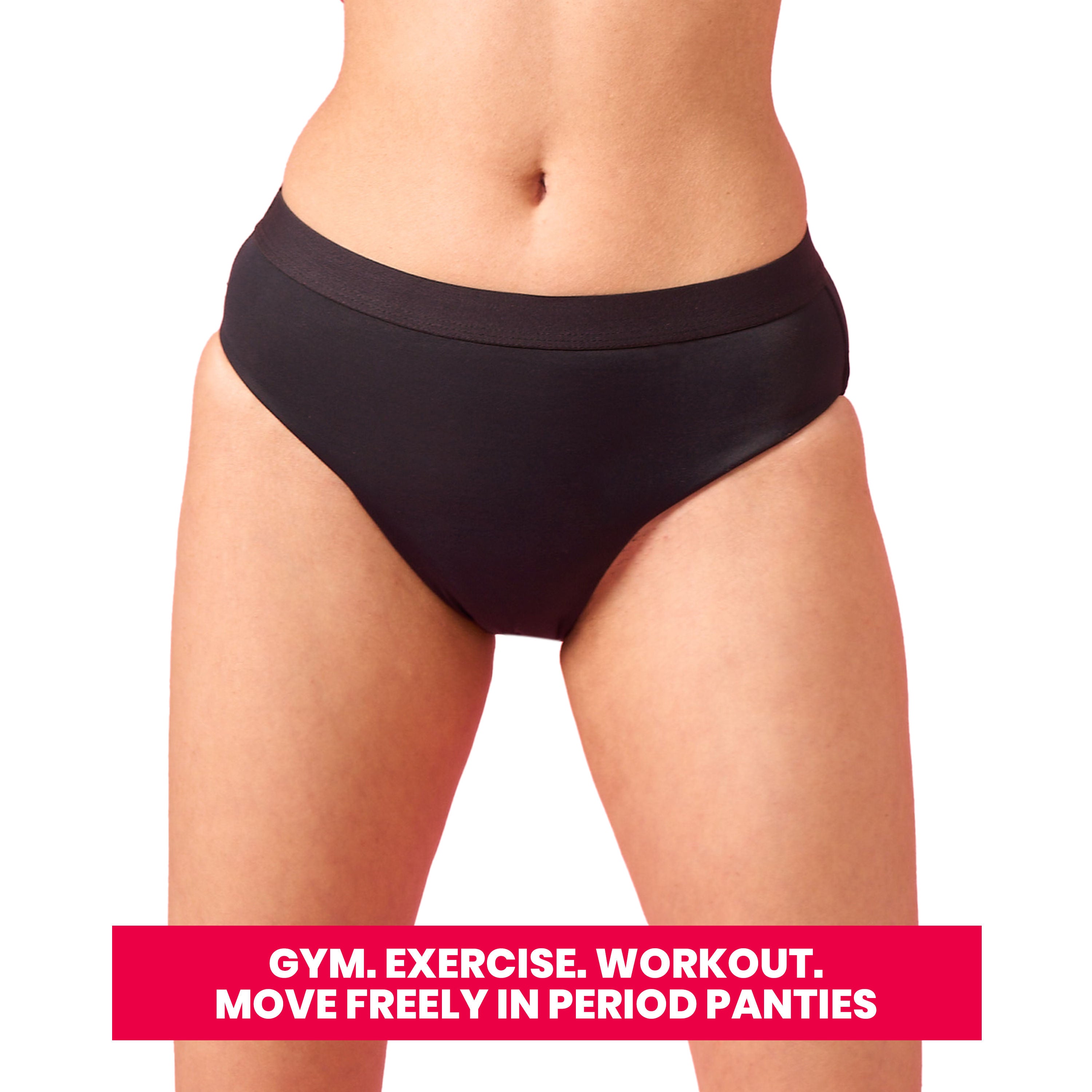 Sanity Mid Rise Hipster, Leakproof and Reusable Black Period Panties - Size M